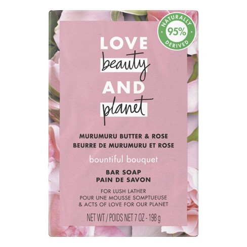Love Beauty & Planet סבון בר זר פרחים שופע חמאת מורומורו וורד