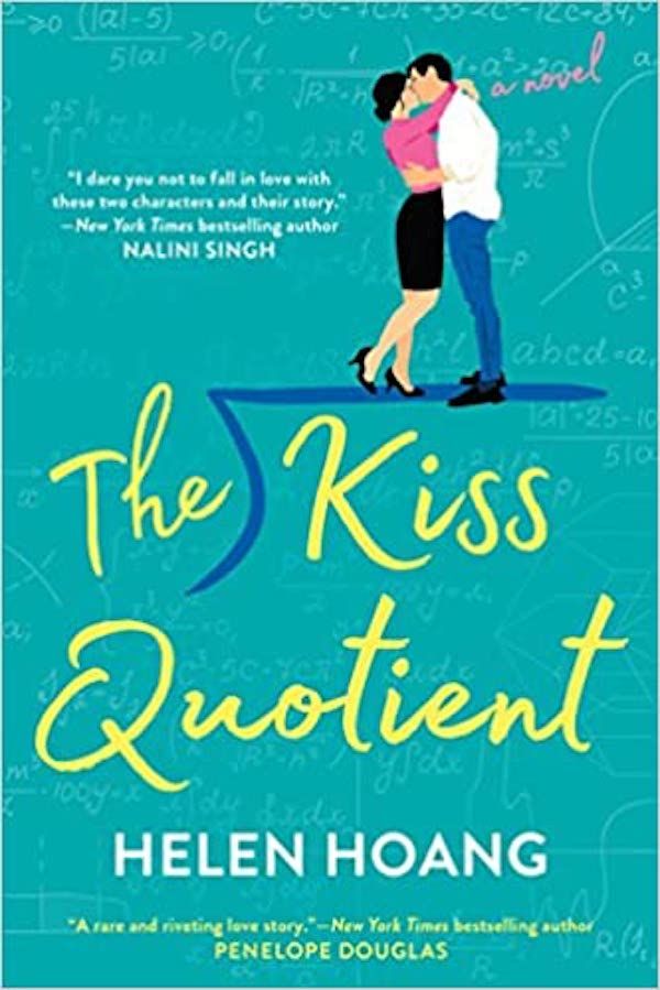 The Kiss Quotient Book vāks ar pāru skūpstiem