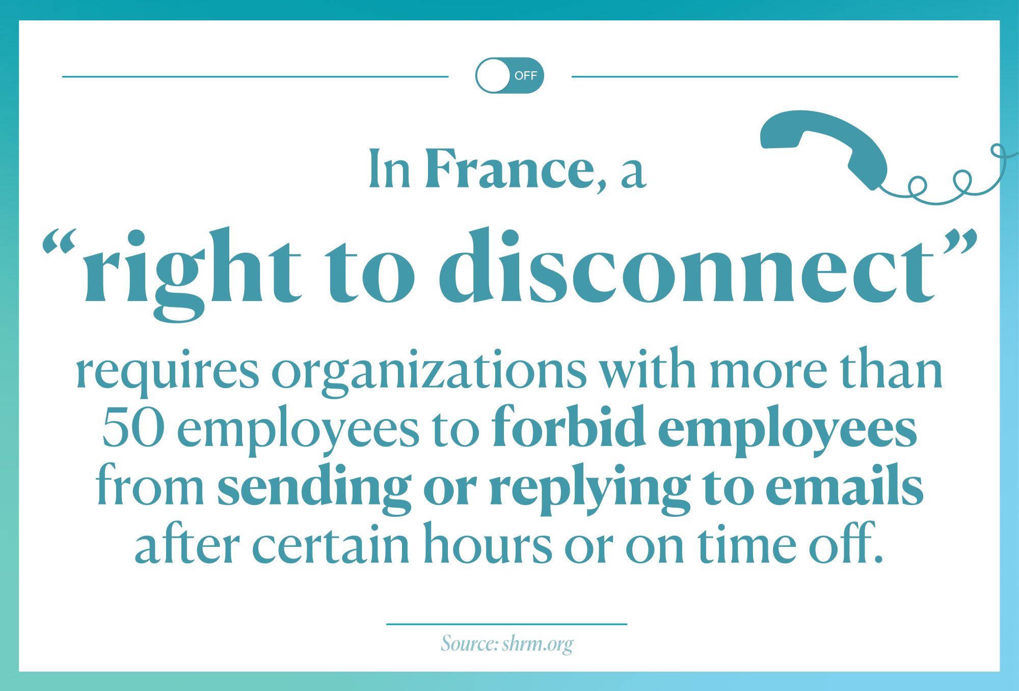Prantsusmaa õigus töölt lahti ühendada. peale tööaega kirju ei saada