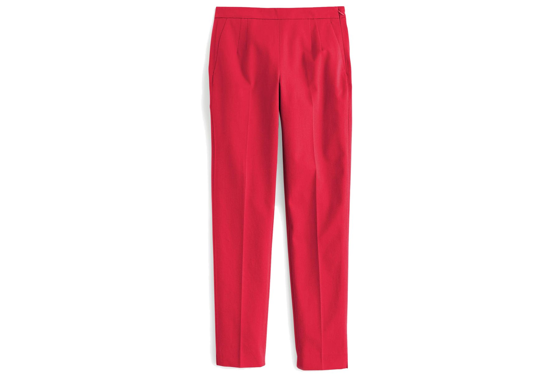 Nohavice J.Crew Martie Slim Crop v dvojcestnej strečovej bavlne v červenej farbe