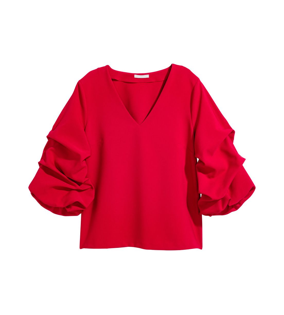 H&M tops ar drapētām piedurknēm sarkanā krāsā