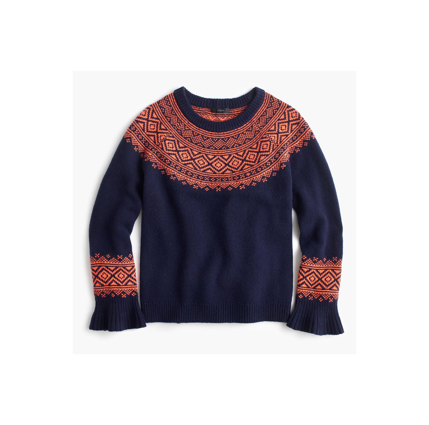 Fair Isle flæse-ærmet sweater