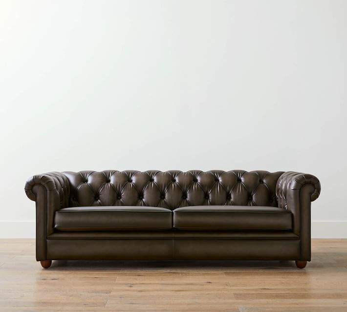 بوتري بارن تشيسترفيلد أريكة جلدية داكنة