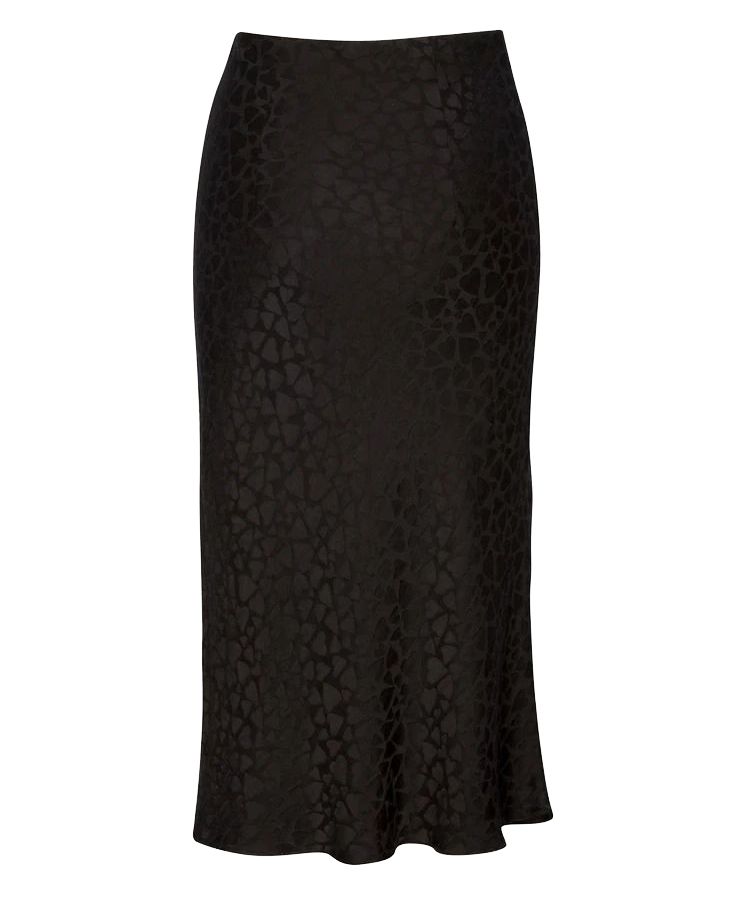 „Naomi Romance Black Silk Slip“ vidutinis sijonas