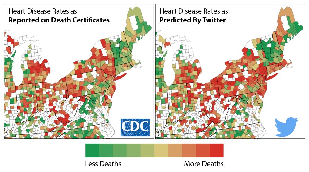 CDC քարտեզ Versus Twitter քարտեզ
