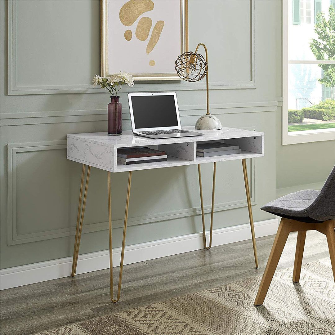 Această mobilă elegantă pentru birou la domiciliu vă va oferi spațiului de lucru o atmosferă nouă și proaspătă