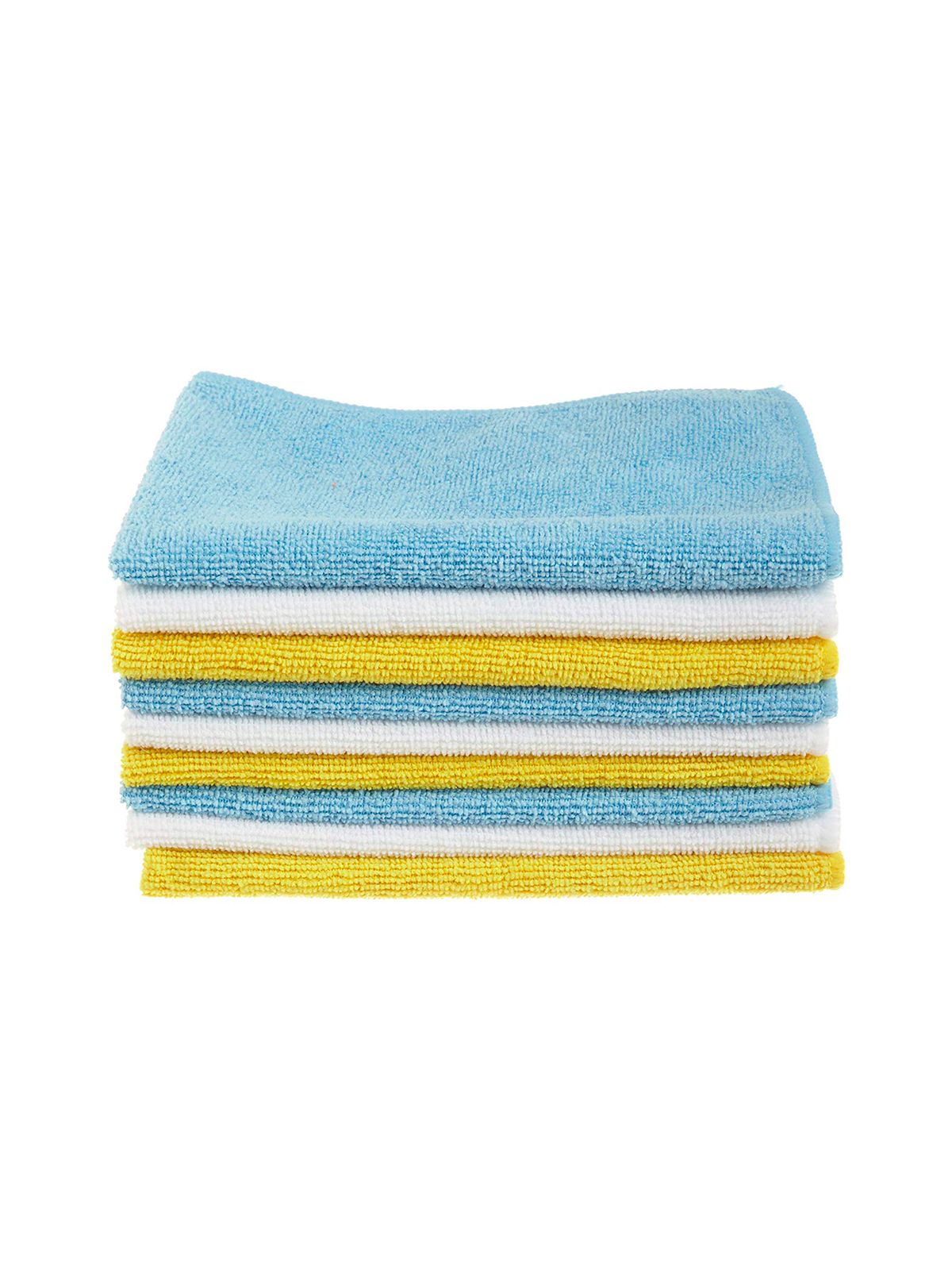 ผ้าเช็ดทำความสะอาดไมโครไฟเบอร์สีน้ำเงินและสีเหลือง