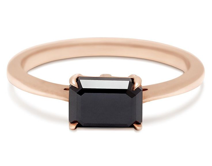 Обручальные кольца в стиле минимализма: кольцо с черным бриллиантом-пасьянсом Анна Шеффилд