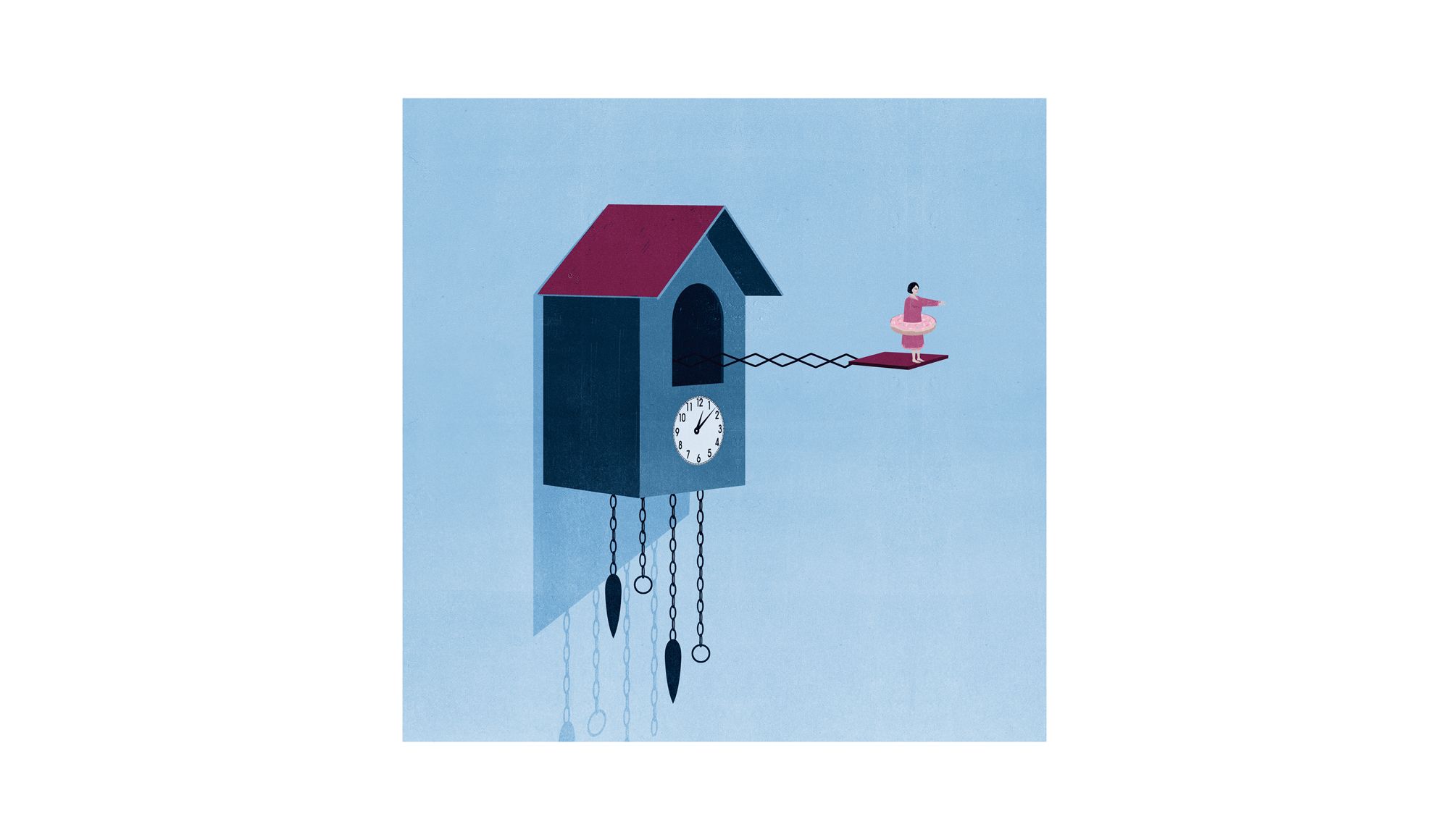 イラスト：鳩時計で夢遊病の女性