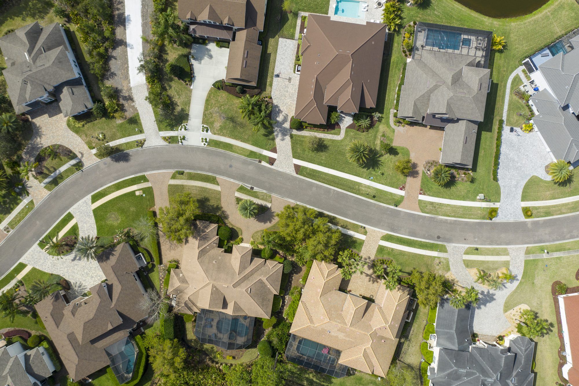 Vista aérea da foto das casas suburbanas