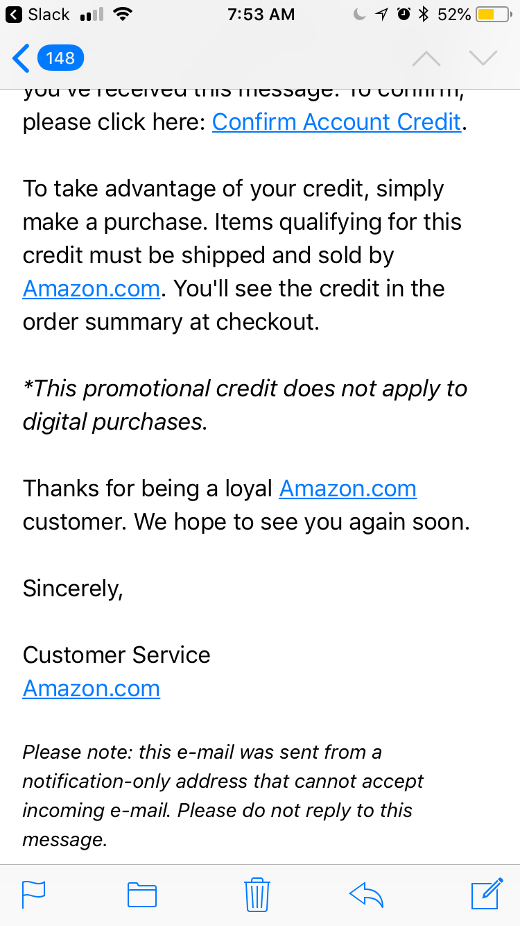Amazon phishing -sähköposti