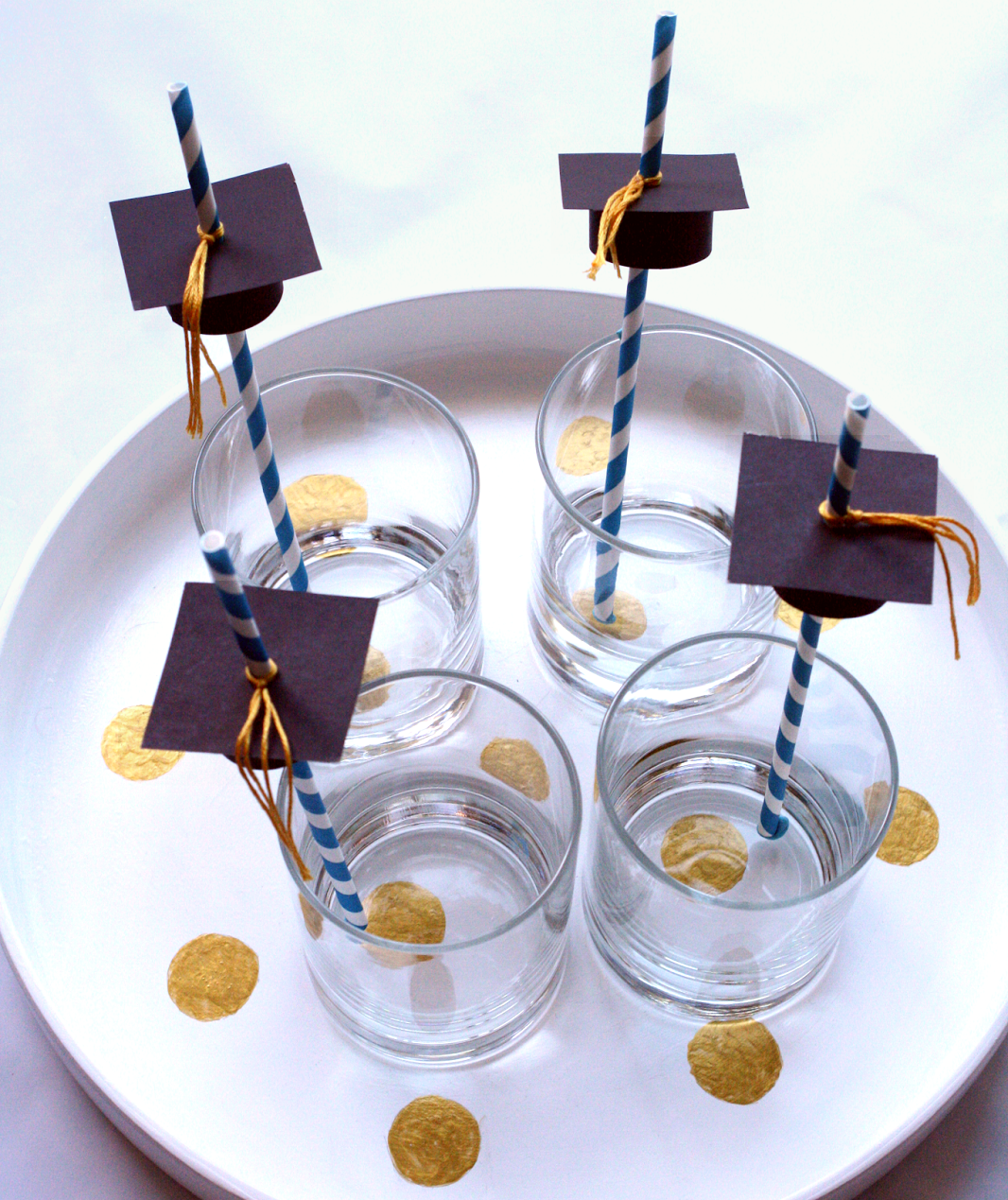 Graduation Cap Straw Toppers