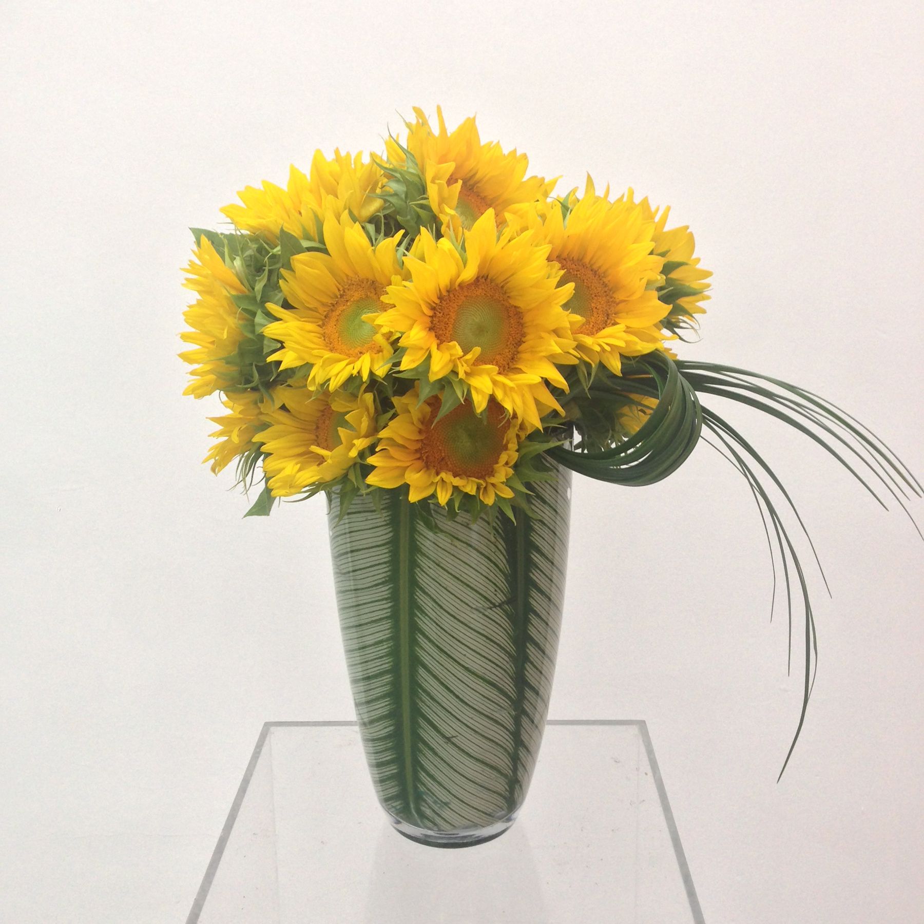 Sonnenblumen in einer ausgekleideten Vase