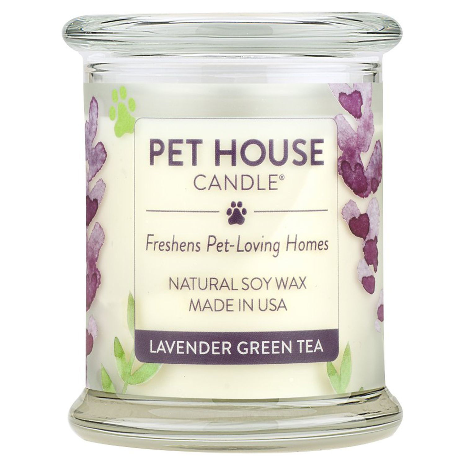 „Pet House“ levandų žaliosios arbatos natūrali sojos žvakė
