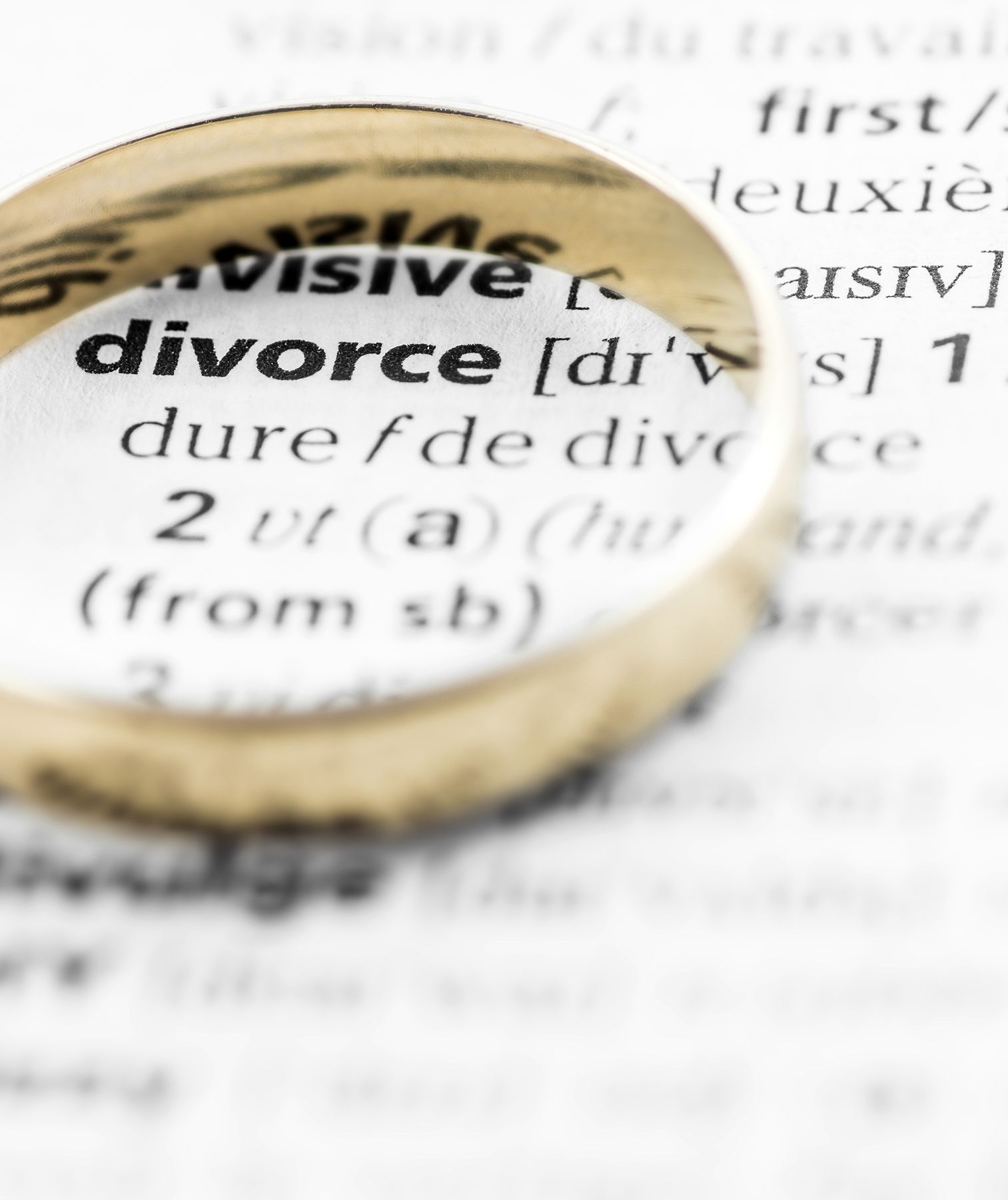 辞書の離婚エントリに座っている結婚指輪