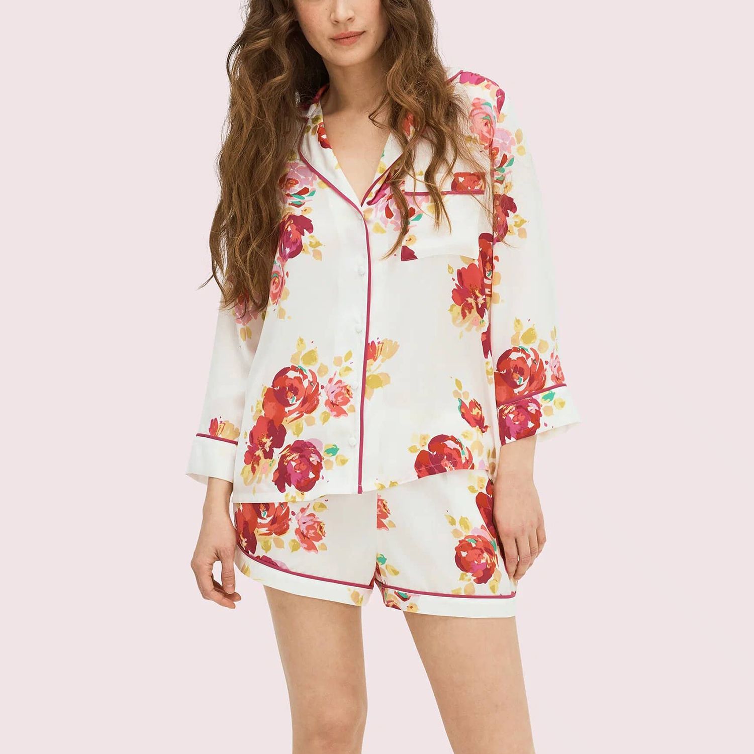 Zeldzame rozen korte pyjamaset