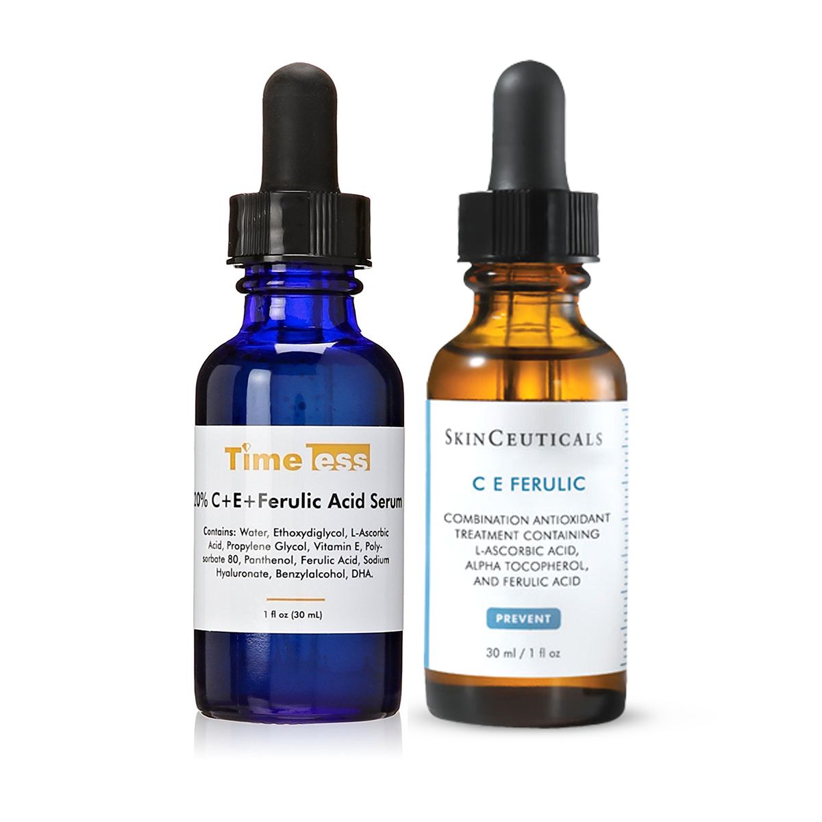 Skinceuticals CE Ferulic vs. tijdloze huidverzorging 20% ​​vitamine C-serum + vitamine E + ferulinezuur: de beste anti-verouderingsproducten