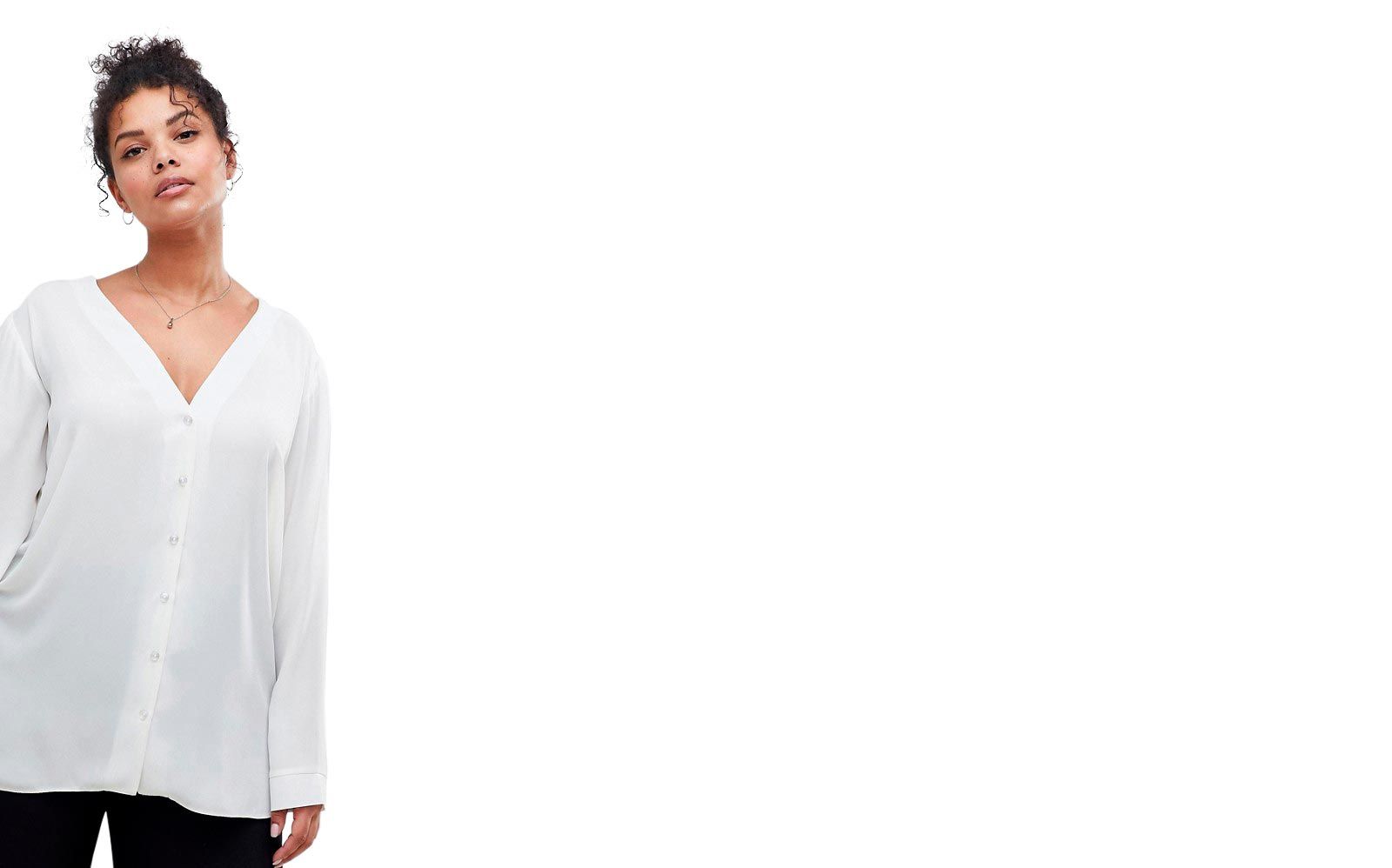 АСОС ДЕСИГН Цурве блуза са В-изрезом (радна одећа веће величине)