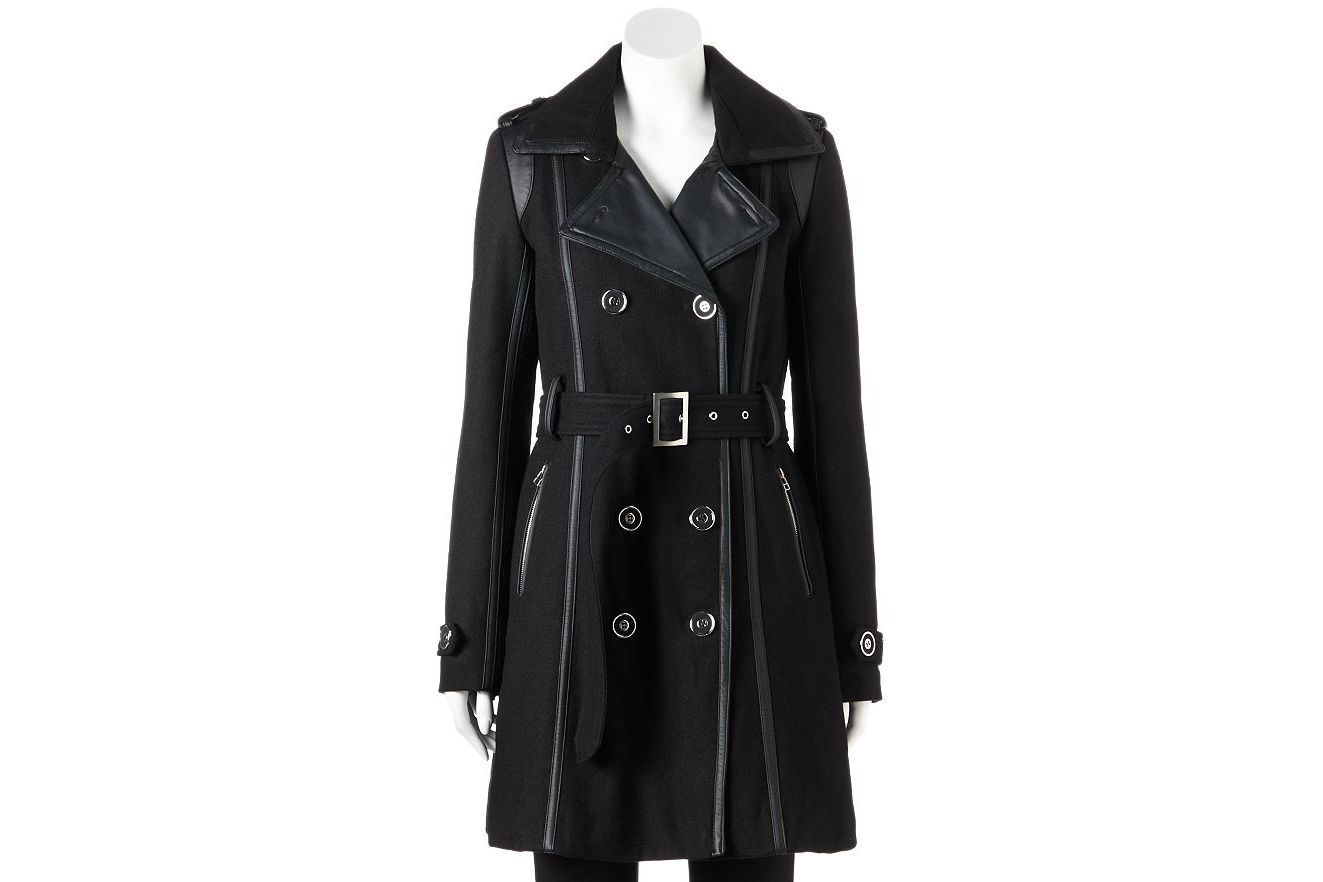 Kohl's Excelled Double-Breasted Faux-Wool Trench Coat