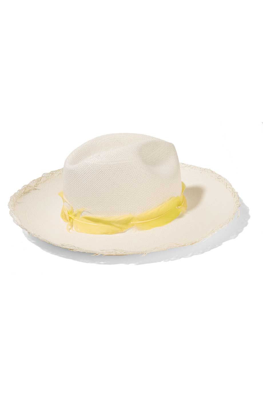 Sensi Studio Feather-Trimmed Toquilla Straw Panama Hat