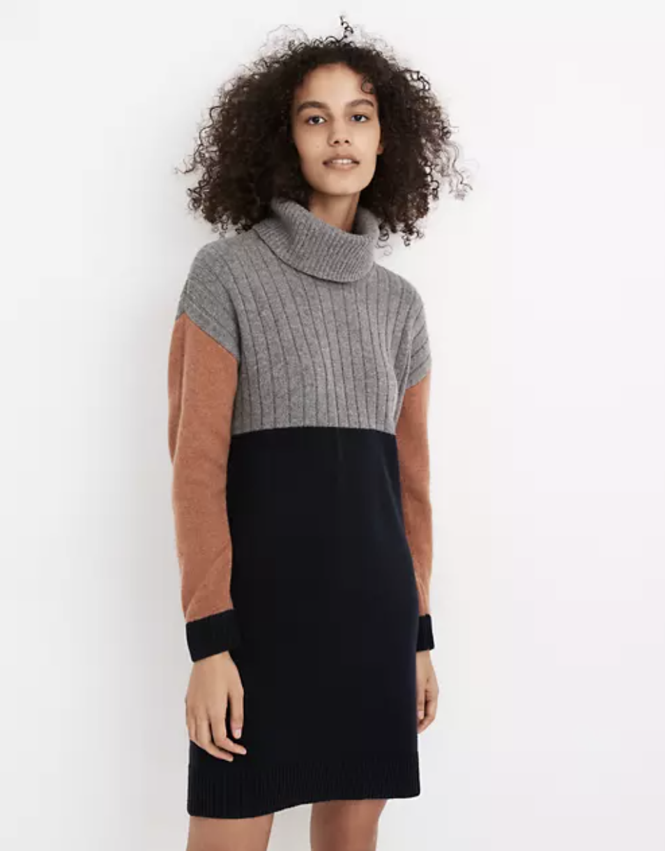 Madewell Rollkragen-Pulloverkleid mit Colorblock-Design